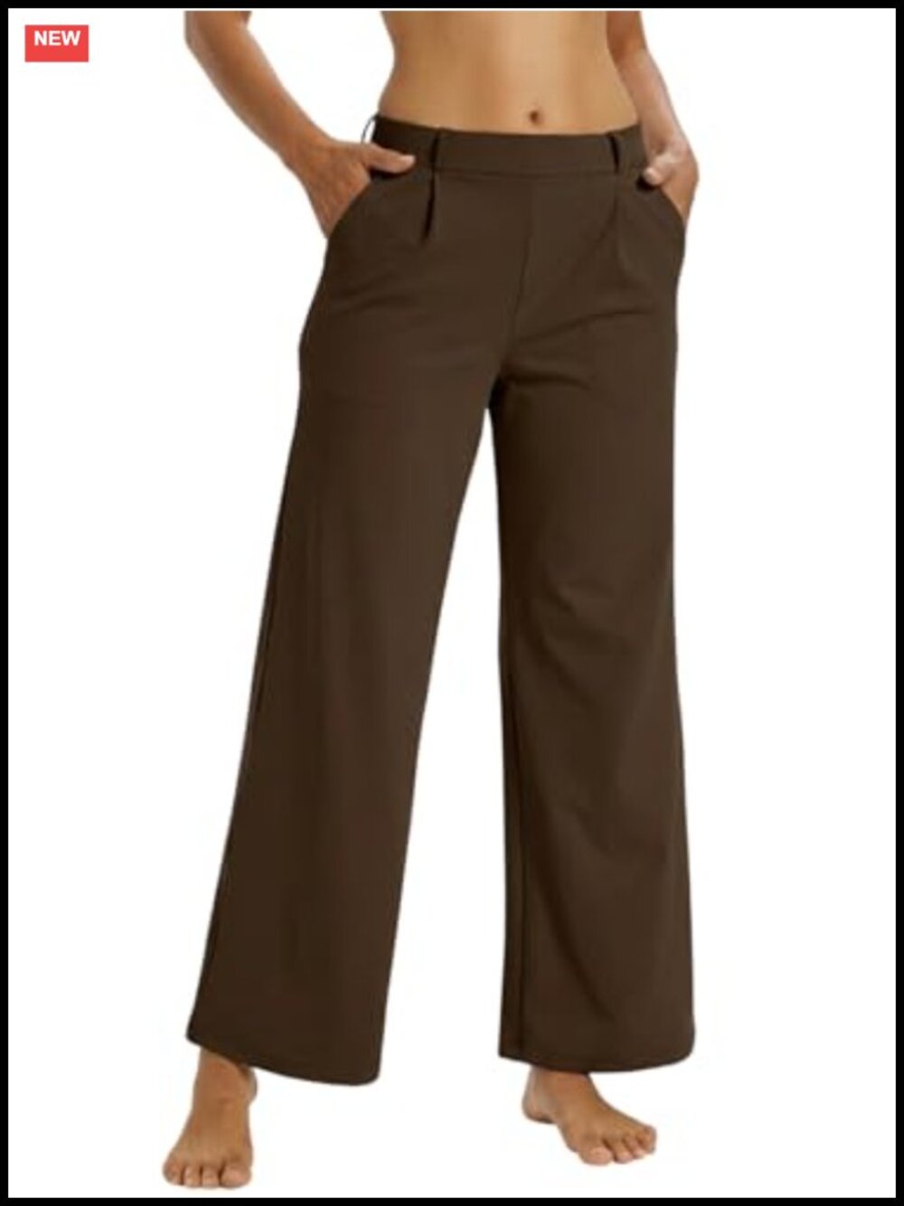 Women's Wide Leg Trousers 29.5" Inseam Stretchy Work Casual Pants with Pockets